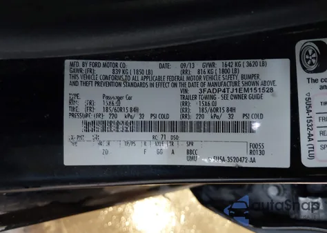 2014 Ford Fiesta S from USA, damaged, VIN 3FADP4TJ1EM151528
